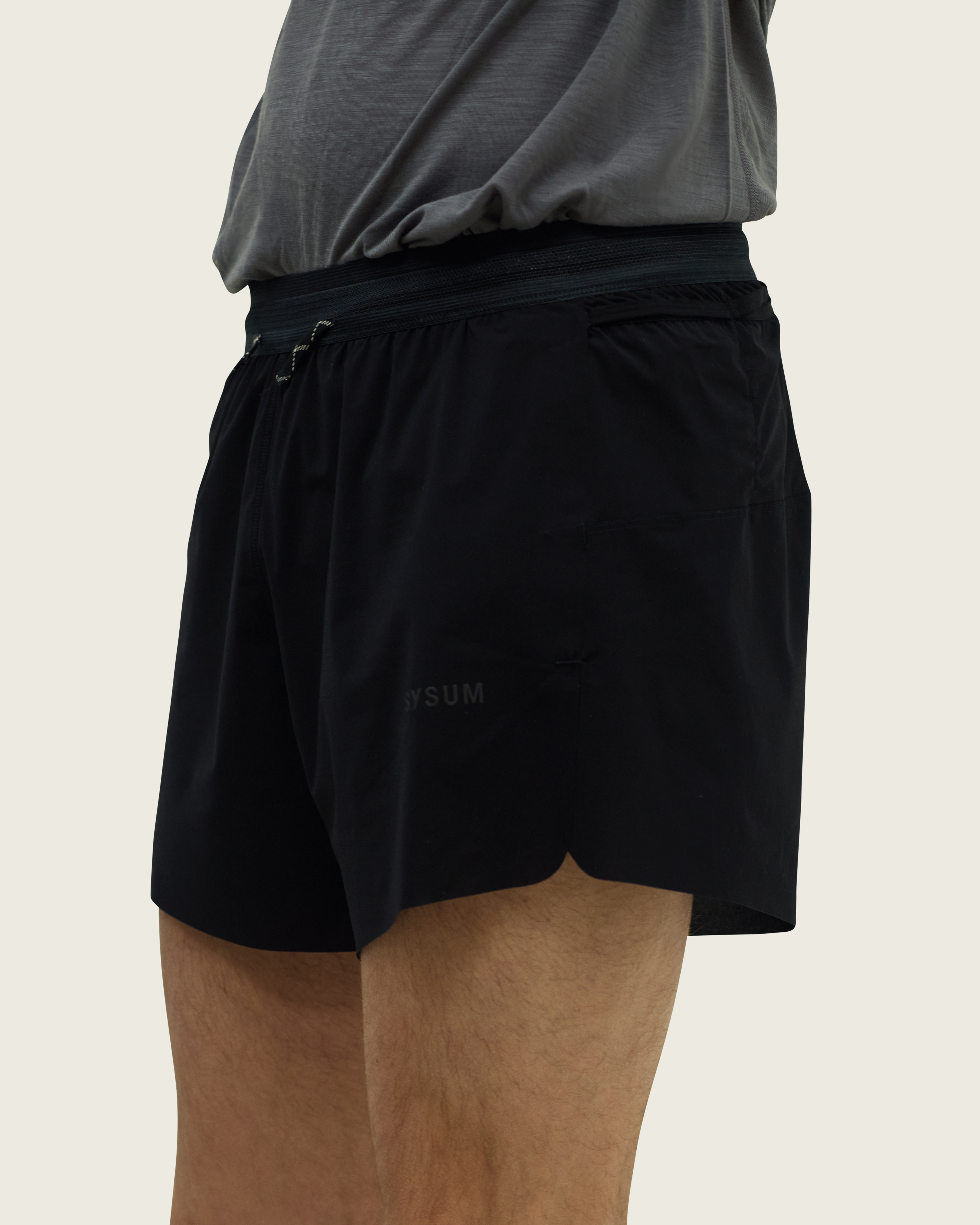 SYSUM Men's Packer Cordura Trail Short 4" Black - Detail Front